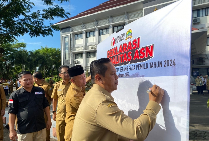 Deklarasi Netralitas ASN bersama Pemkot Serang untuk Pemilu Tahun 2024 Resmi dilaksanakan