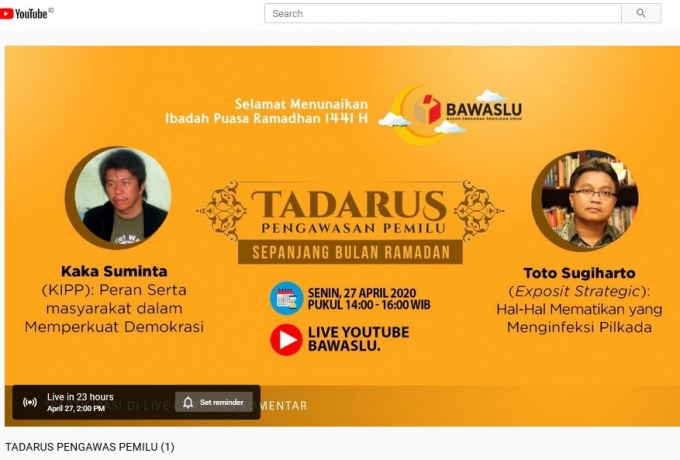 Memanifestasikan Ramadhan sebagai Bulan Literasi Bawaslu RI adakan Tadarus Pengawasan Pemilu